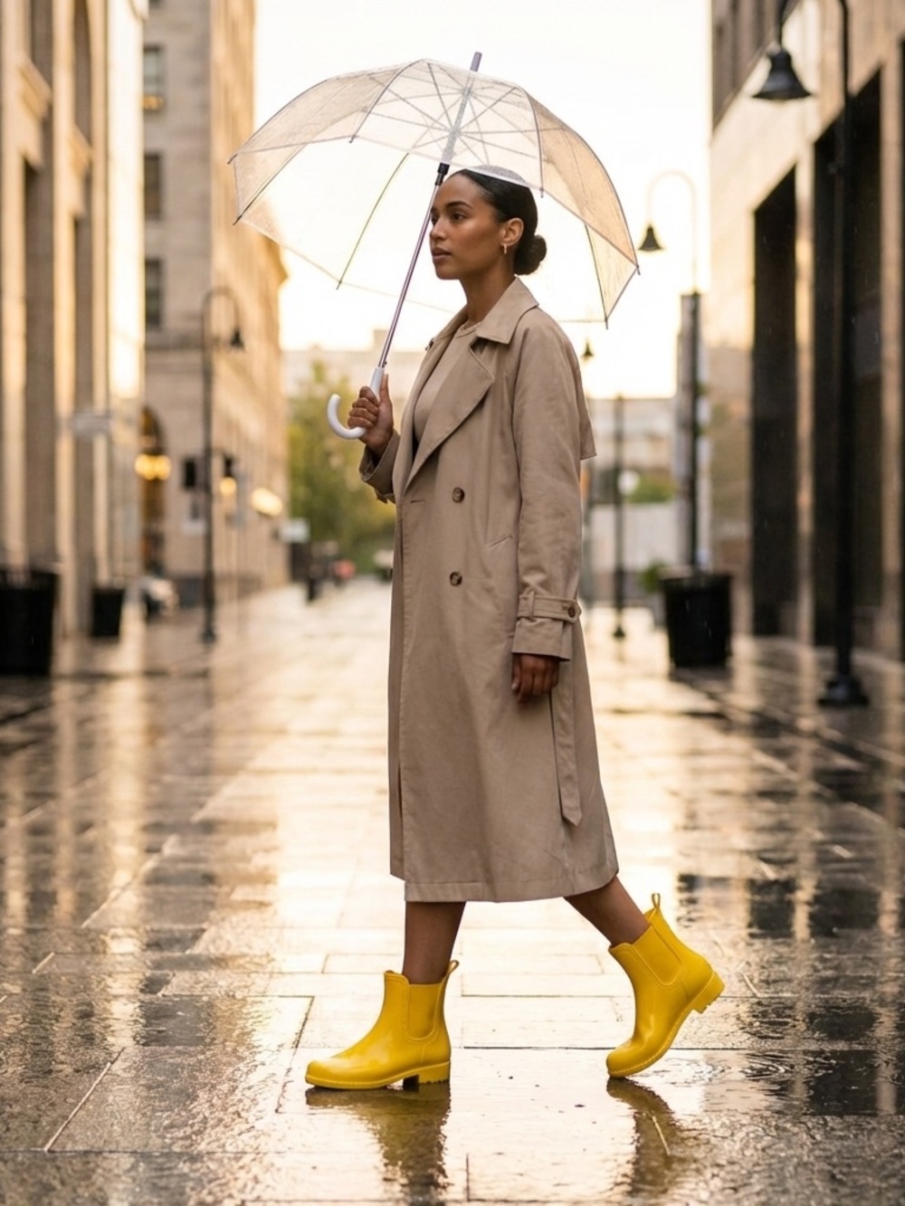 Esprit Yellow Gloss Chelsea Rain Ankle Boots
